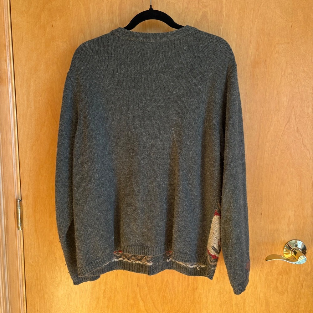 Croft & Barrow Moose Trees Sweater Cardigan Women's Large Full Zip Gray Woodland - Picture 2 of 7